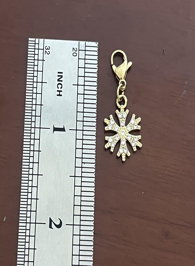 AMOBESTER Gold Rhinestone Snowflake Clip on Pendant Charms for keychain DIY Necklace and Bracelet - Image 3