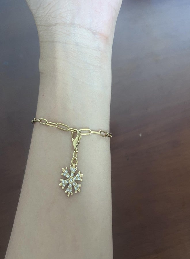 AMOBESTER Gold Rhinestone Snowflake Clip on Pendant Charms for keychain DIY Necklace and Bracelet - Image 2