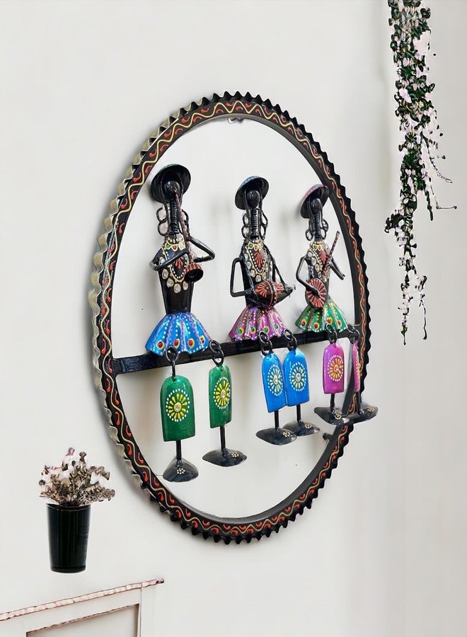 CRAFICIAL Metal Frame Rajasthani Musician Wall Decor Hanging for Living Room Wrought Metal Wall Art Decor Hanging for Home & Office Decoration (17 * 17 Inch,Multicolor) - Image 2