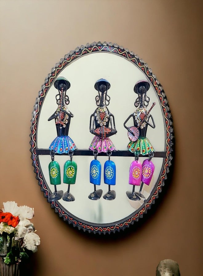 CRAFICIAL Metal Frame Rajasthani Musician Wall Decor Hanging for Living Room Wrought Metal Wall Art Decor Hanging for Home & Office Decoration (17 * 17 Inch,Multicolor) - Image 4