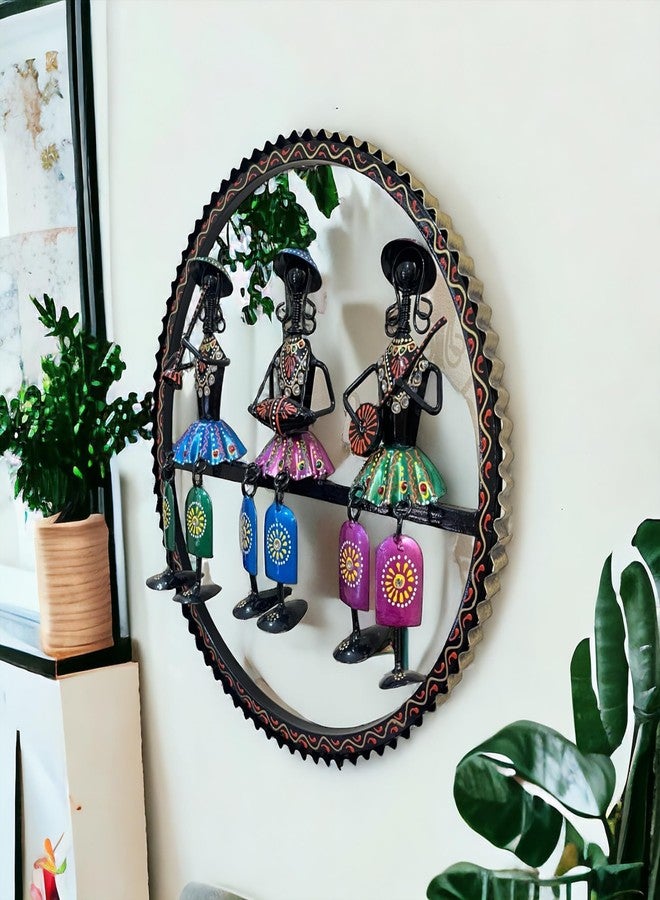 CRAFICIAL Metal Frame Rajasthani Musician Wall Decor Hanging for Living Room Wrought Metal Wall Art Decor Hanging for Home & Office Decoration (17 * 17 Inch,Multicolor) - Image 3