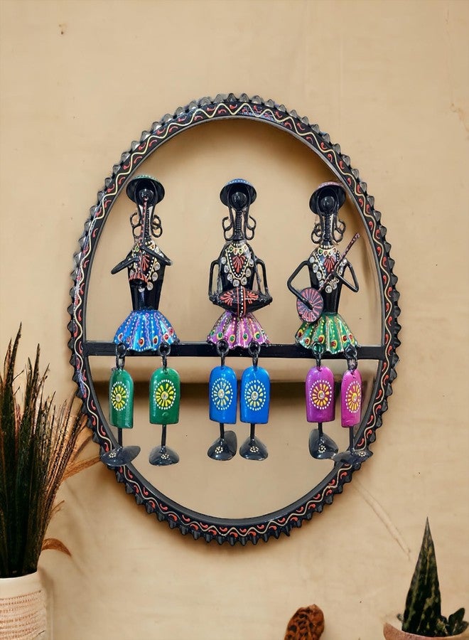 CRAFICIAL Metal Frame Rajasthani Musician Wall Decor Hanging for Living Room Wrought Metal Wall Art Decor Hanging for Home & Office Decoration (17 * 17 Inch,Multicolor) - Image 1