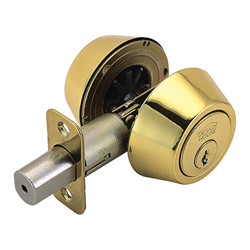 Design House Double Cylinder Deadbolt Lock, Polished Brass Front Door Lock, Fits 2-3/4" & 2-3/8" Backsets, for 1-3/8"–1-3/4" Doors, ANSI Grade 3, 782771 - Image 5