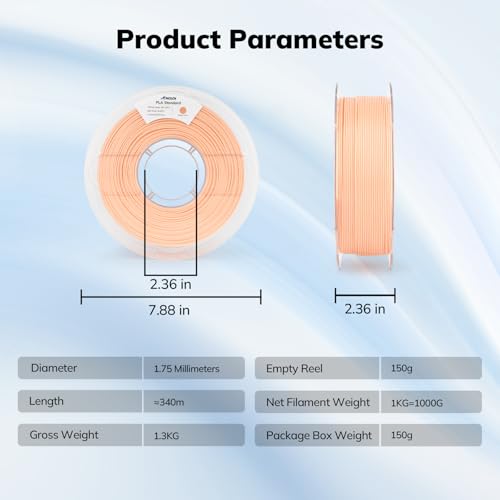 AMOLEN 3D Printer Filament PLA, True High Speed 600mm/s 1.75mm PLA Filament Peach Fuzz (Flesh color)PLA, 1KG/2.2lb, Dimensional Accuracy +/- 0.02 mm, Smooth & Non-Tangle, Fits for Most FDM 3D Printer - Image 4