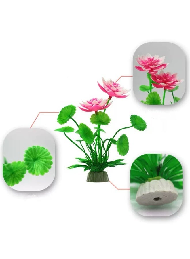 ديكور نباتات اللوتس الصناعي للأحواض المائية 3 قطع، نبات لوتس مائي صناعي واقعي، زينة خزان السمك، خفيفة الوزن للأحواض المائية للمياه العذبة والمناظر الطبيعية المائية - Image 5