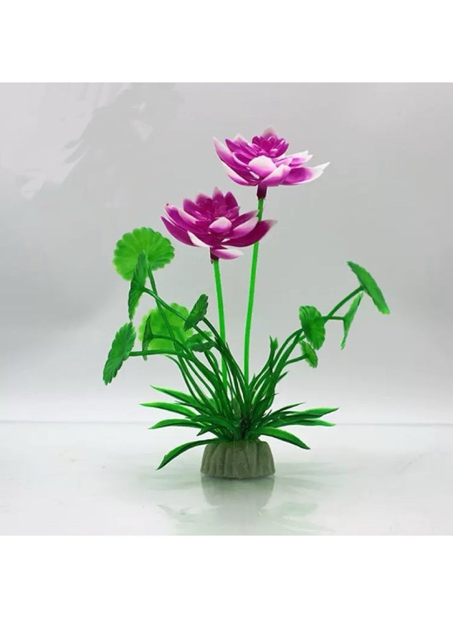 ديكور نباتات اللوتس الصناعي للأحواض المائية 3 قطع، نبات لوتس مائي صناعي واقعي، زينة خزان السمك، خفيفة الوزن للأحواض المائية للمياه العذبة والمناظر الطبيعية المائية - Image 4