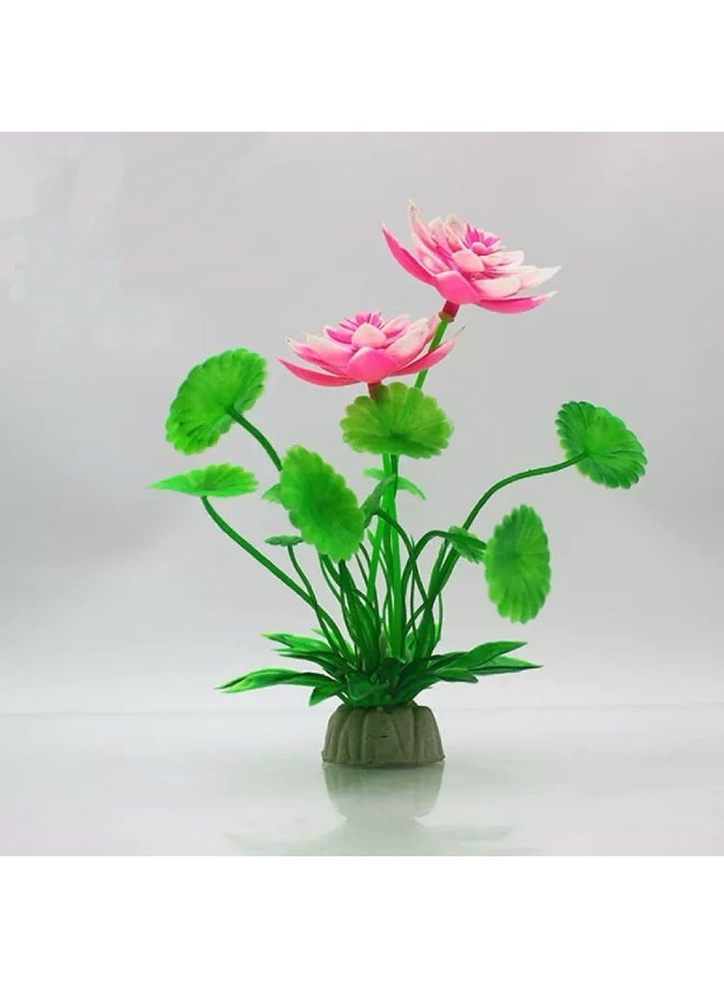 ديكور نباتات اللوتس الصناعي للأحواض المائية 3 قطع، نبات لوتس مائي صناعي واقعي، زينة خزان السمك، خفيفة الوزن للأحواض المائية للمياه العذبة والمناظر الطبيعية المائية - Image 2