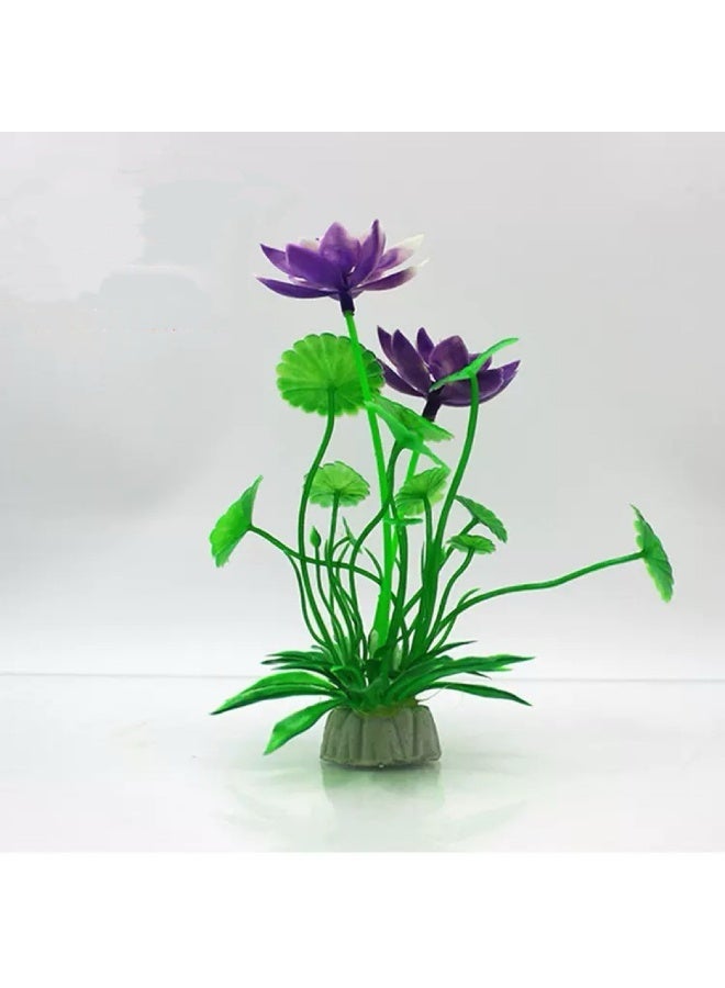 ديكور نباتات اللوتس الصناعي للأحواض المائية 3 قطع، نبات لوتس مائي صناعي واقعي، زينة خزان السمك، خفيفة الوزن للأحواض المائية للمياه العذبة والمناظر الطبيعية المائية - Image 3