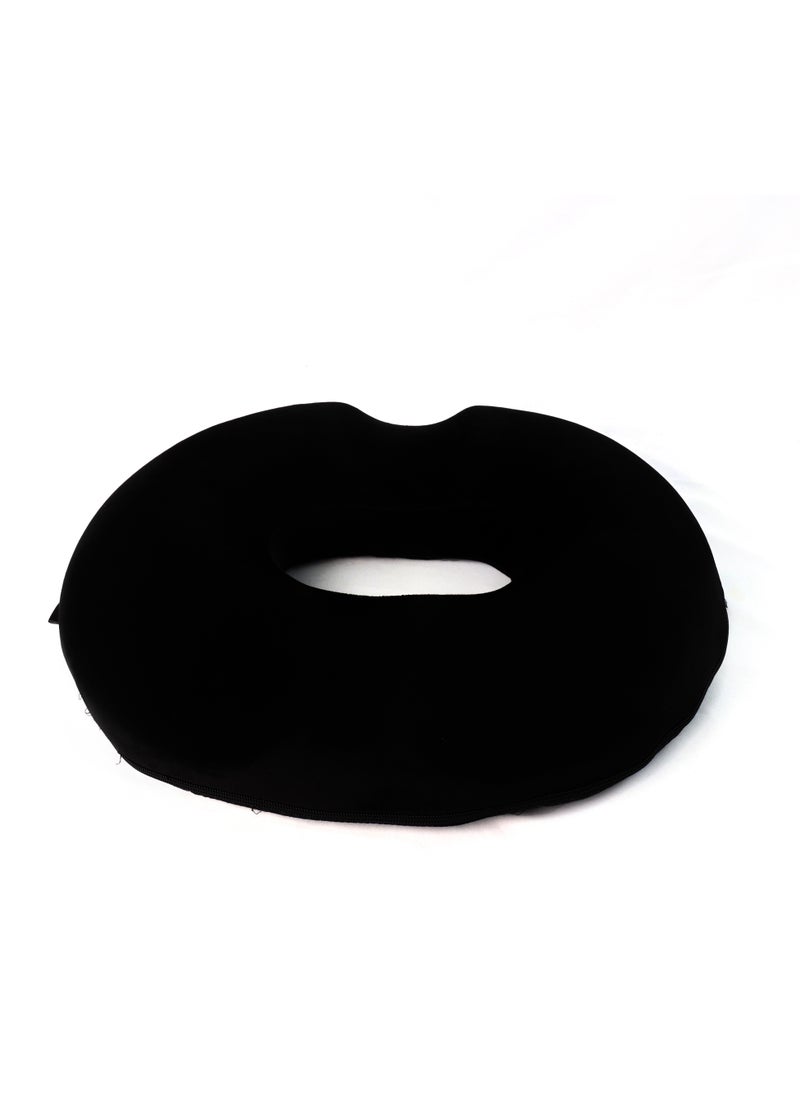HT - Hemorrhoid seat developed from German memory foam for prevention and recovery from hemorrhoid pain - lightweight with a removable cover - black color - Image 1
