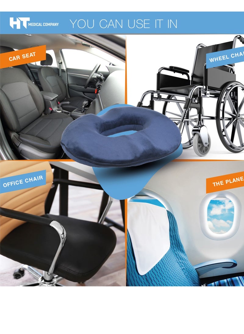 HT - Hemorrhoid seat developed from German memory foam for prevention and recovery from hemorrhoid pain - lightweight with a removable cover - black color - Image 1