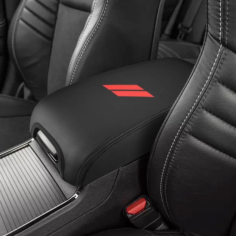 INTGET Car Center Console Cover for Dodge Charger 2011-2023 - Leather Armrest Cover with Black Stitches - Image 1