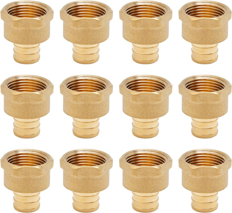 SUNGATOR 12-Pack 3/4" PEX to 3/4" Female NPT Brass Fittings, UPC Certified - Image 1