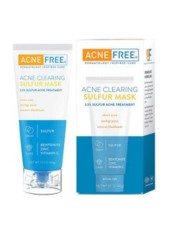 AcneFree Acne Clearing Sulfur Mask 1.7 Oz Absorbs Excess Oil And Unclogs Pores With Vitamin C And Bentonite Clay  - Image 1