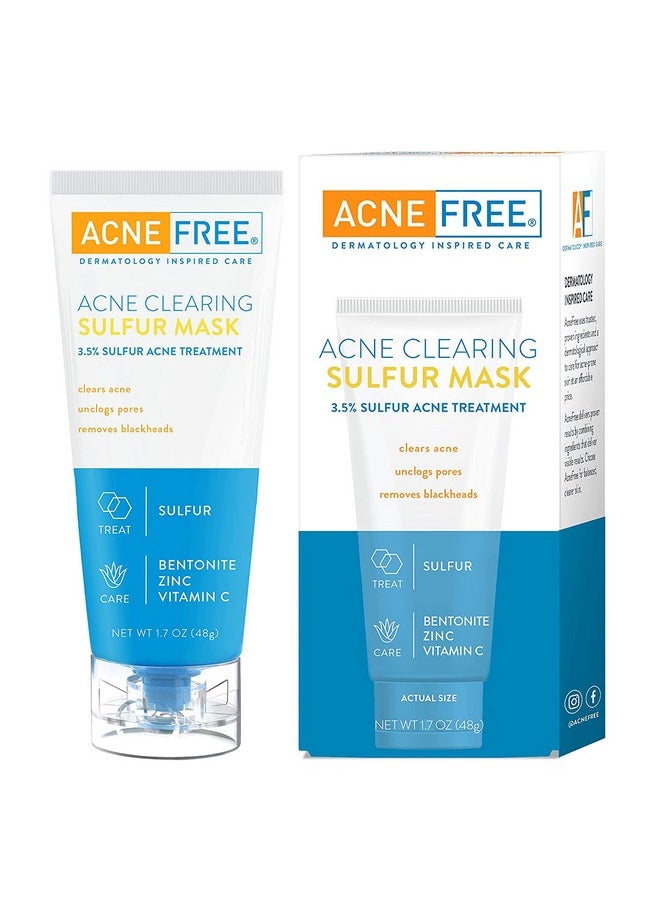 AcneFree قناع الكبريت لإزالة حب الشباب 1.7 أونصة يمتص الزيوت الزائدة ويفتح المسام بفضل فيتامين سي وطين البنتونيت  - Image 1