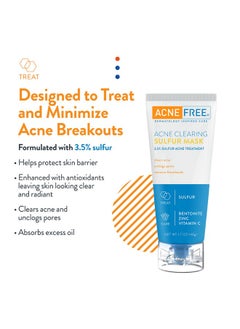 AcneFree Acne Clearing Sulfur Mask 1.7 Oz Absorbs Excess Oil And Unclogs Pores With Vitamin C And Bentonite Clay  - Image 2