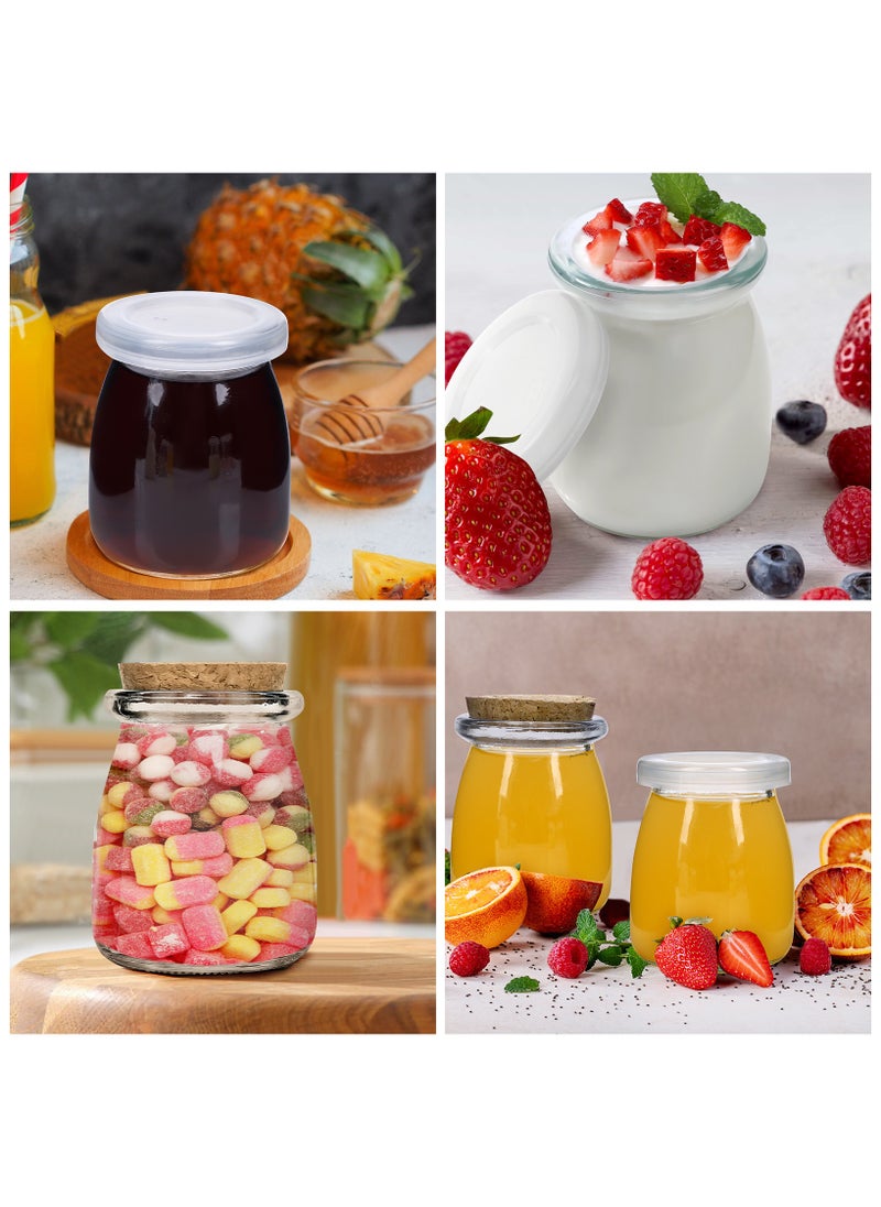 SKYLINK - 12Pack 7oz Small Glass Jars with Cork & PE Lids – Yogurt Containers, Pudding, Jam, Candy, Cake Jars, Empty with Tags & Twine for DIY & Gifts - Image 1