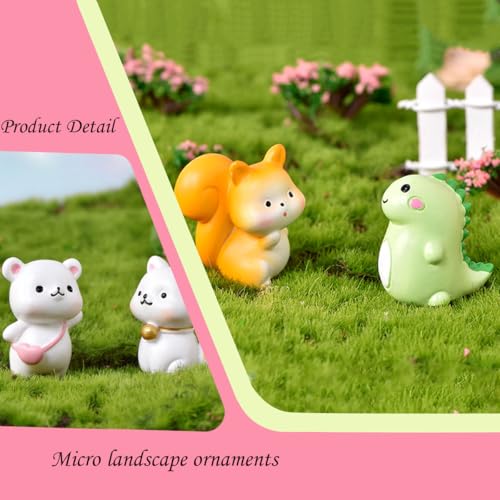 Zytiqt 4Pcs Miniature Toys, Cute Resin Animal Figurines for Home Decor, Living Room, Office Desk, Study Table, Aesthetic Decorative Items, Gift Idea (Cat, Dinosaur, Squirrel, Bear) - Image 3