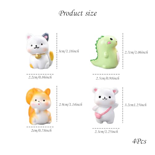 Zytiqt 4Pcs Miniature Toys, Cute Resin Animal Figurines for Home Decor, Living Room, Office Desk, Study Table, Aesthetic Decorative Items, Gift Idea (Cat, Dinosaur, Squirrel, Bear) - Image 2