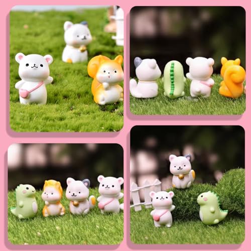 Zytiqt 4Pcs Miniature Toys, Cute Resin Animal Figurines for Home Decor, Living Room, Office Desk, Study Table, Aesthetic Decorative Items, Gift Idea (Cat, Dinosaur, Squirrel, Bear) - Image 4