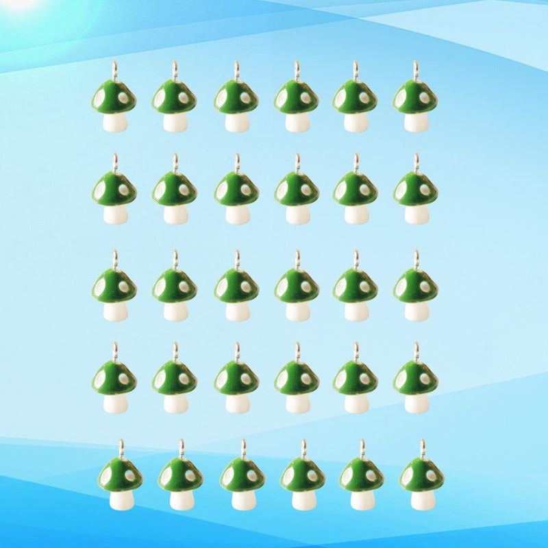 30pcs 12MM Simulation Mushroom Pendants Fashion Charms DIY Jewelry Making Accessory for Earrings Necklace（Green） - Image 5