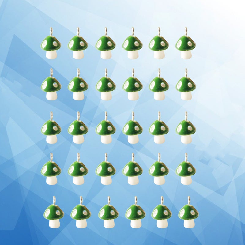 30pcs 12MM Simulation Mushroom Pendants Fashion Charms DIY Jewelry Making Accessory for Earrings Necklace（Green） - Image 1