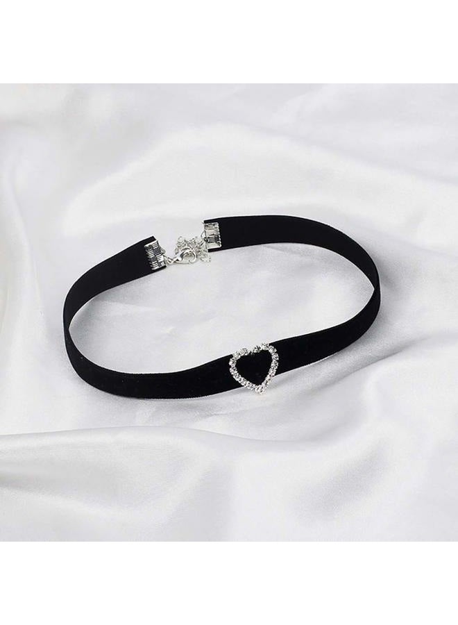 ACEDRE Black Choker Necklace Heart With Crystal Necklace Chains Adjustable Necklaces Jewelry Accessory for Women (Heart Shape) - Image 2
