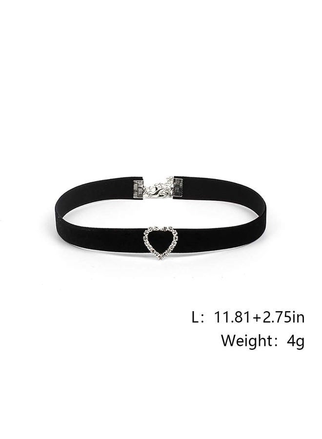 ACEDRE Black Choker Necklace Heart With Crystal Necklace Chains Adjustable Necklaces Jewelry Accessory for Women (Heart Shape) - Image 4