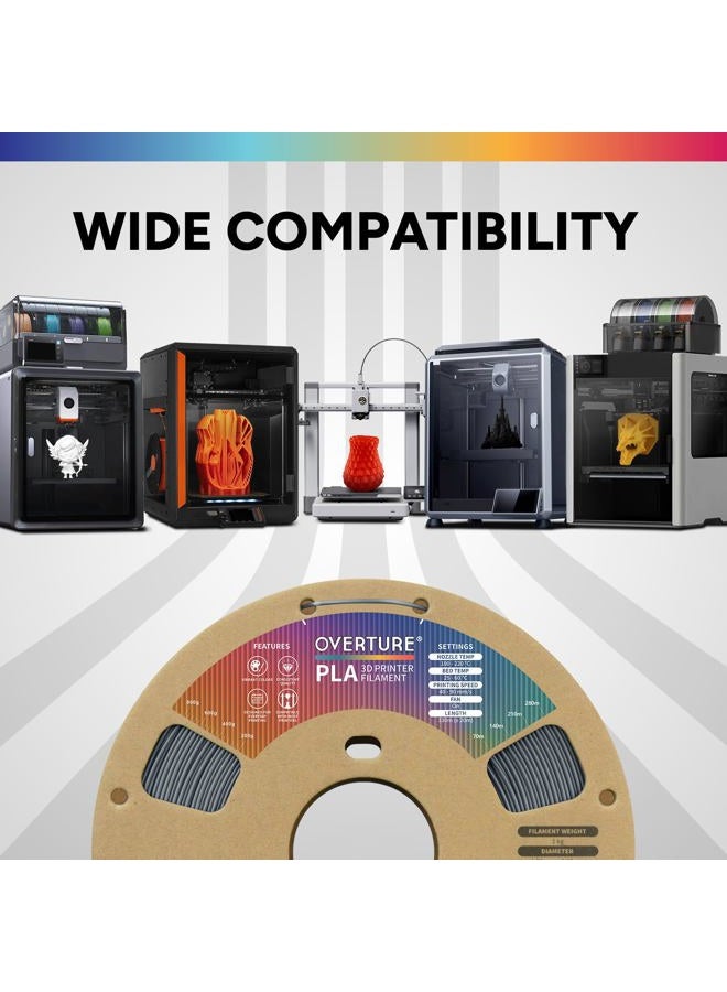 OVERTURE PLA Filament 1.75mm with 3D Build Surface 200mm x 200mm 3D Printer Consumables, 1kg Spool (2.2lbs), Dimensional Accuracy +/- 05 mm, Fit Most FDM Printer, Space Gray - Image 5