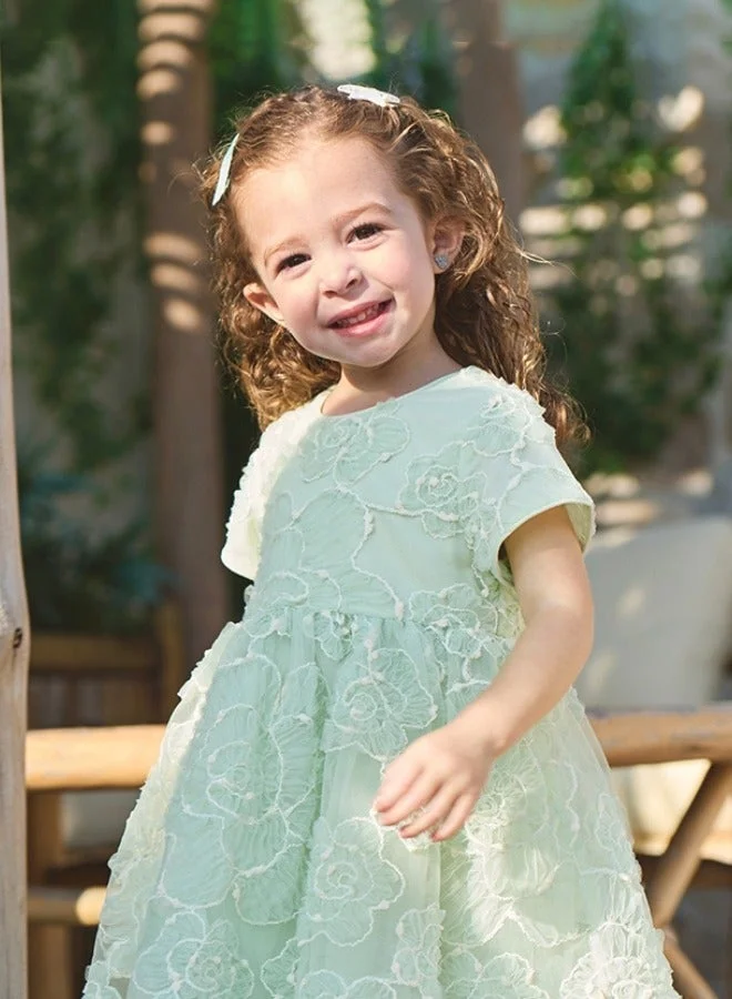 Dave & Bella Girls Floral Embroidered Tulle Dress