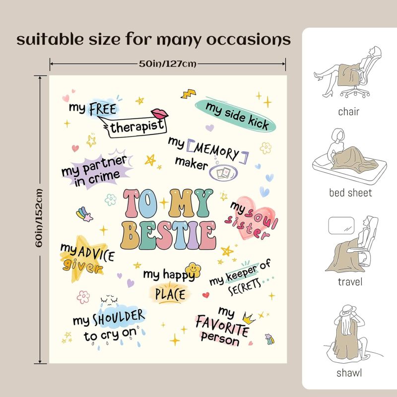 مفرشة غزل دافئة هادئة - هدية مثالية لأصدقائي للنساء مفرشة الصداقة - Image 5