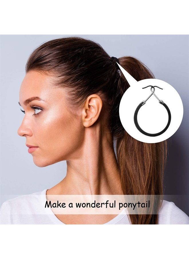 Hotop 15 Pieces Elastic Hook Hair Tie Styling Ponytail Holder Hooks Hair Cord for Curly Hair Long Hair (Black) - Image 4