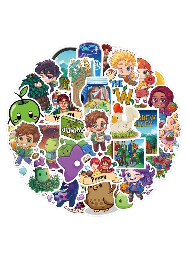 NIBEMINENT 50 Pcs Stardew Valley Deco Kit Waterproof Stickers, High Definition Printing Bright Colors, Suitable for Laptop Skateboard Luggage Water Bottle Guitar DIY - Image 1