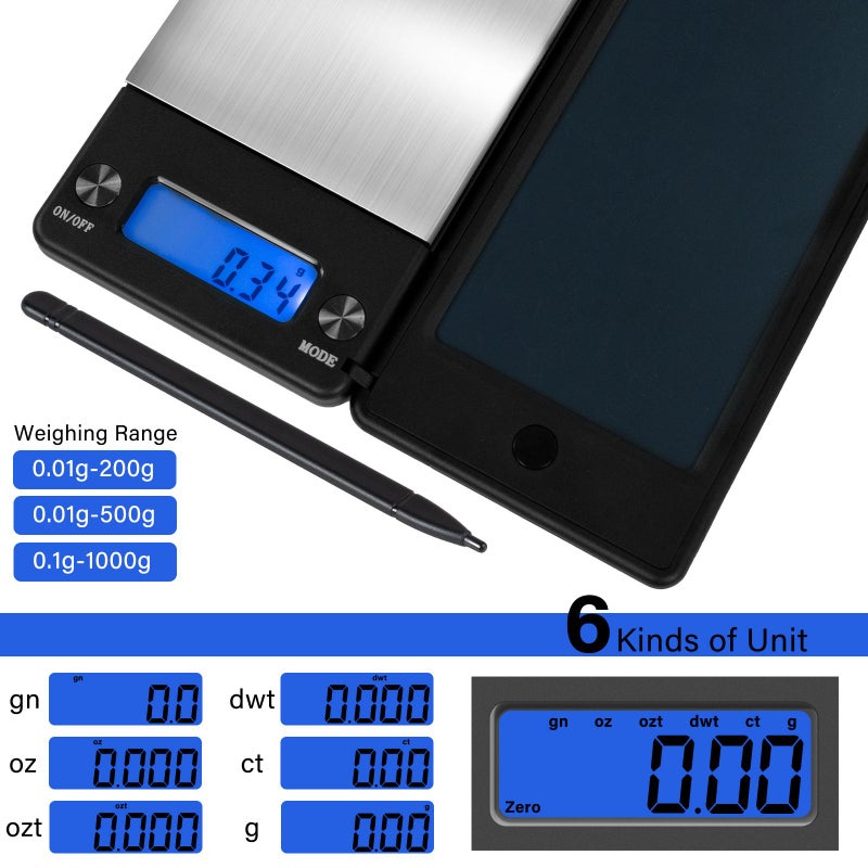 One Plastic Two In One Public Mailbox Scale 500g 0 01g With Handwriting Pad LCD Backlight Multi Unit One Click Conversion Multifunctional Postal Scale Office Digital Electronic Scale - Image 3