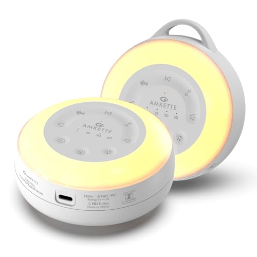 Amkette Sleeptec Sleep Speaker/White Noise Machine, 24 Preloaded Soothing Sounds, 6-Level Night Light, Timer Settings, Compact Bedside Sleep & Relaxation Device - Image 1