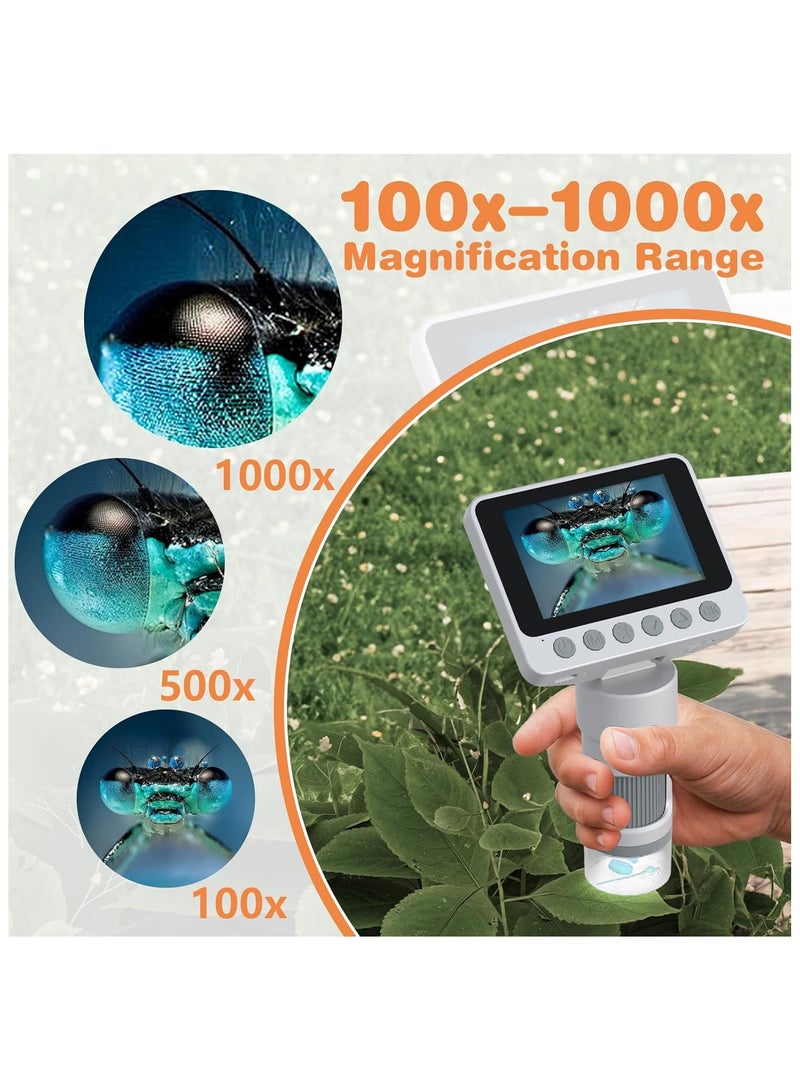 general Microscope for Kids Science Kits Kids Microscope Up to 1000X Zoom with Pocket Handheld Design HD Foldable Screen Educational Toys - Image 3