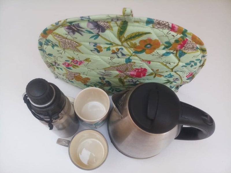 Malan Bai Mandala Tea Cozy Cover Paradise Green Hand Block Winter Tea Cozy Cotton Tea Kettle Warmer Pot Cover Hot Coffee Cover Handamde Kitchen Décor Brand: Malan Bai - Image 4