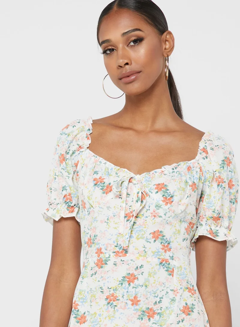 ELLA Printed Puff Sleeve Dress