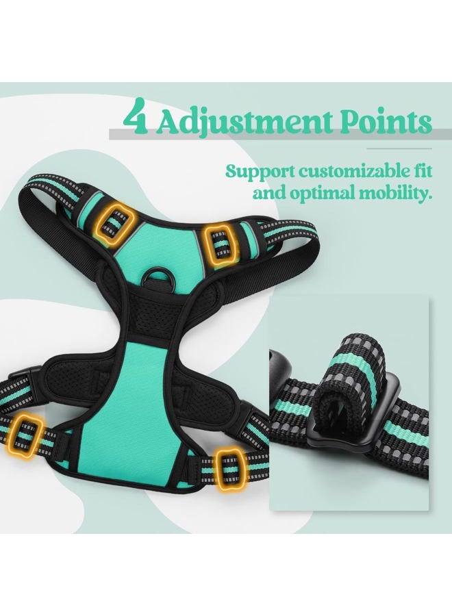 Rabbitgoo Dog Harness No Pull with 2 Leash Clips, Adjustable Soft Padded, Reflective Oxford No Choke Pet Vest with Easy Control Handle for Large Dogs, Turquoise, L - Image 5