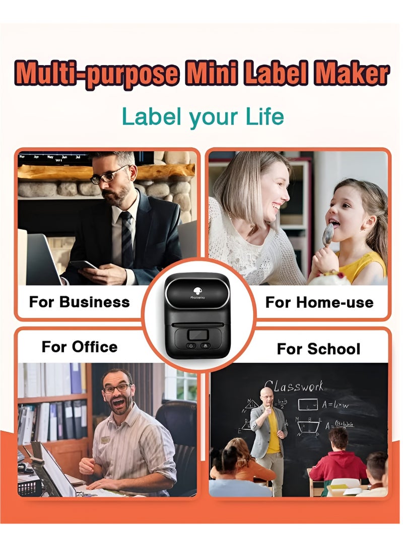 phomemo - Label Makers Phomemo M110 Barcode Label Printer Bluetooth Label Maker Portable Thermal Printer for Small Business Address Barcode Logo Clothing Mailing Sticker Printer for Phones & PC Black - Image 1