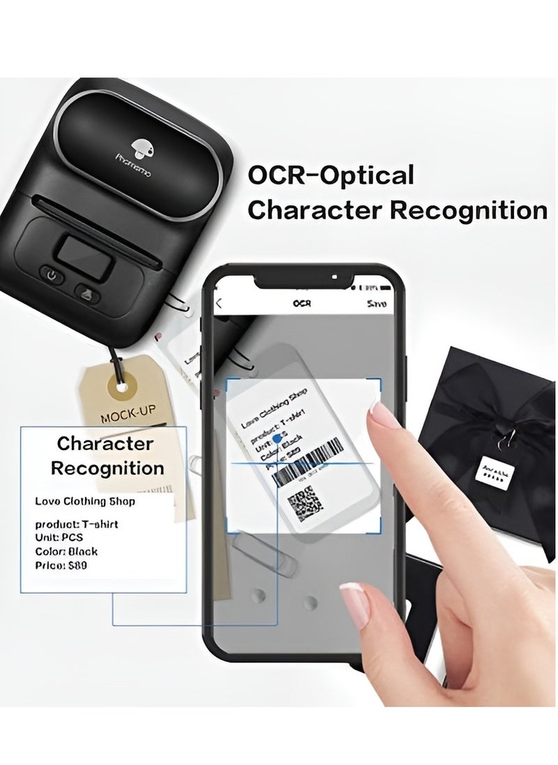 phomemo - Label Makers Phomemo M110 Barcode Label Printer Bluetooth Label Maker Portable Thermal Printer for Small Business Address Barcode Logo Clothing Mailing Sticker Printer for Phones & PC Black - Image 1