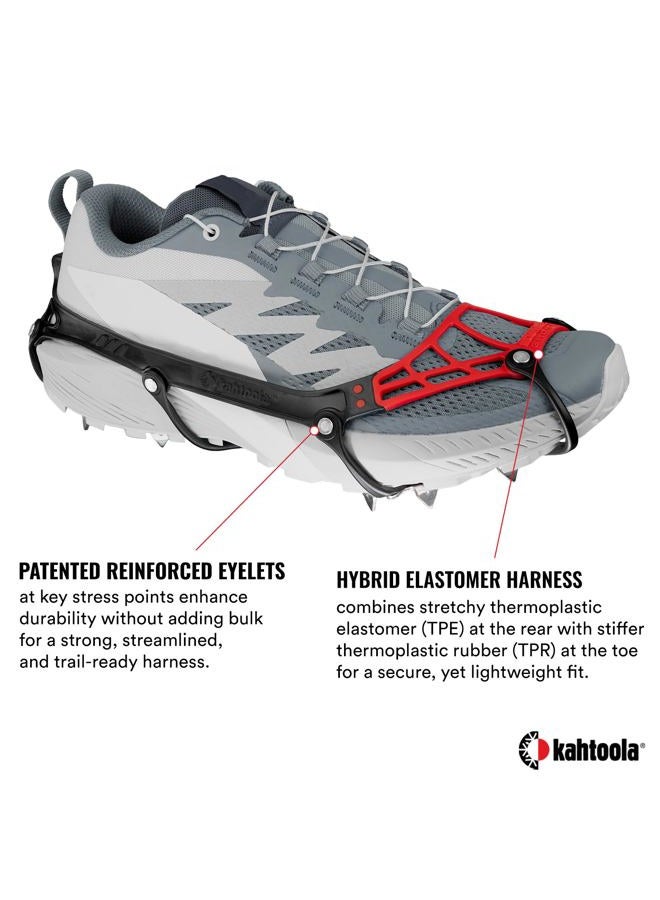 Kahtoola MICROspikes Ghost Winter Footwear Traction, Ultralight Ice Grips with 12 Spikes for Trail Running, Hiking & Walking on ICY & Mixed Terrain - Lava - Large - Image 3