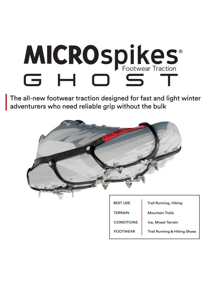 Kahtoola MICROspikes Ghost Winter Footwear Traction, Ultralight Ice Grips with 12 Spikes for Trail Running, Hiking & Walking on ICY & Mixed Terrain - Lava - Large - Image 2