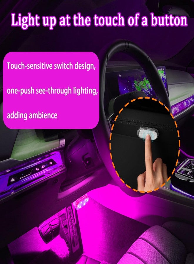 vvag 4 PCS Car LED Lights for Car Interior, 7 Colors Magnetic USB Wireless LED Lights with Bright LED Lamp Beads, Portable Touch Rechargeable LED Interior Auto Lights for Car Decor - Image 4