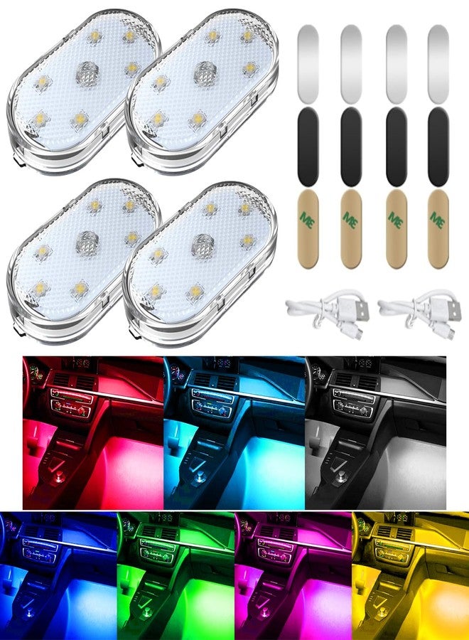 vvag 4 PCS Car LED Lights for Car Interior, 7 Colors Magnetic USB Wireless LED Lights with Bright LED Lamp Beads, Portable Touch Rechargeable LED Interior Auto Lights for Car Decor - Image 1