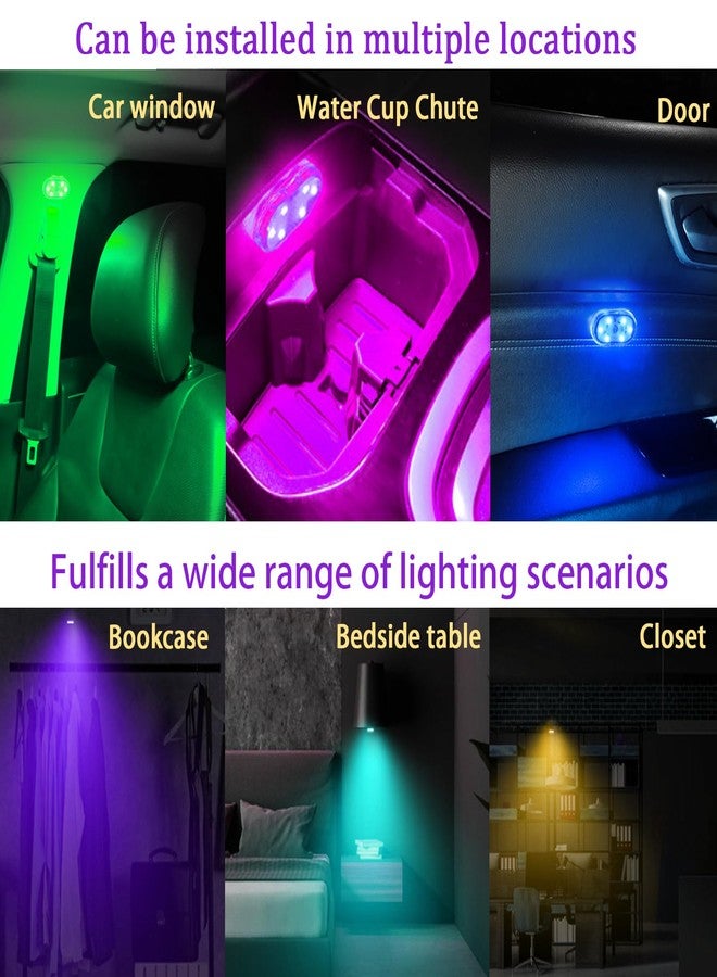 vvag 4 PCS Car LED Lights for Car Interior, 7 Colors Magnetic USB Wireless LED Lights with Bright LED Lamp Beads, Portable Touch Rechargeable LED Interior Auto Lights for Car Decor - Image 5