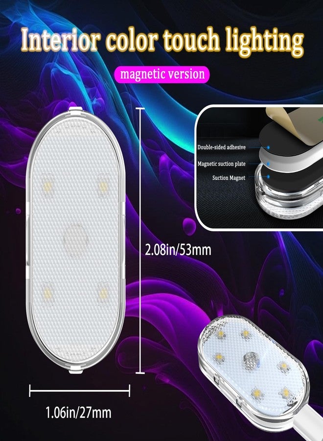 vvag 4 PCS Car LED Lights for Car Interior, 7 Colors Magnetic USB Wireless LED Lights with Bright LED Lamp Beads, Portable Touch Rechargeable LED Interior Auto Lights for Car Decor - Image 2
