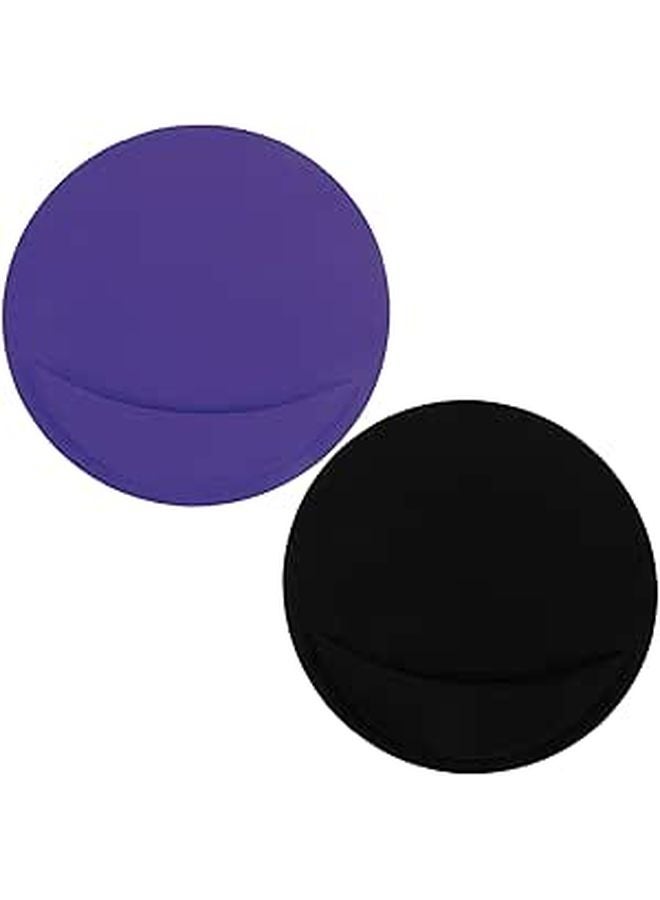 Ergonomic Mouse Pad With Wrist Support Non Slip Office Use 2 Pack Black Purple - Image 1