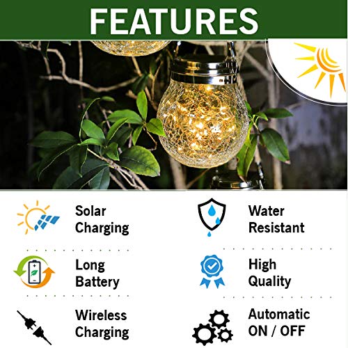 Epyz Solar Light Outdoor Garden Home Waterproof Hanging Crackle Jar Light for Party Christmas Decoration Lights [ Pack of 2, Warm Yellow Light,20LED ] - Image 4