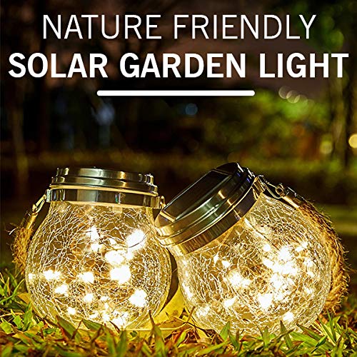 Epyz Solar Light Outdoor Garden Home Waterproof Hanging Crackle Jar Light for Party Christmas Decoration Lights [ Pack of 2, Warm Yellow Light,20LED ] - Image 2