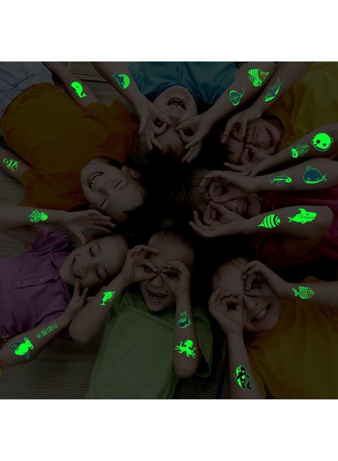 Partywind 130 Styles Luminous Shark Temporary Tattoos for Kids, Glow Shark Birthday Decorations Party Favors Supplies for Boys and Girls, Ocean Under Sea Fake Tattoo Stickers Gifts (10 Sheets) - Image 3